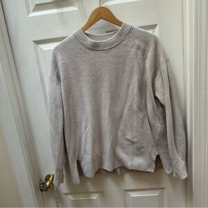 Lululemon Merino Wool-Blend Ribbed Crewneck Sweater White Opal cream grey 10